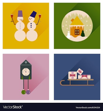 Set of flat web icons with long shadow Christmas vector image