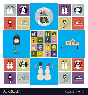 Set of flat web icons with long shadow Christmas vector image