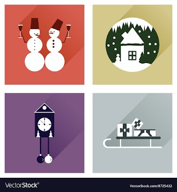 Set of flat web icons with long shadow Christmas vector image