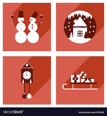 Set of flat web icons with long shadow Christmas vector image
