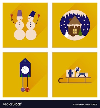Set of flat web icons with long shadow Christmas vector image