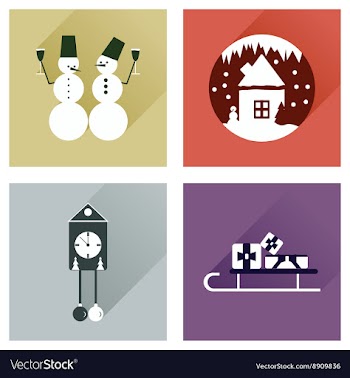 Set of flat web icons with long shadow Christmas vector image