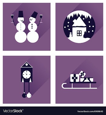 Set of flat web icons with long shadow Christmas vector image