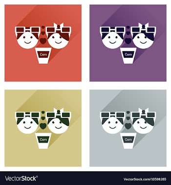 Set of flat web icons with long shadow couple vector image