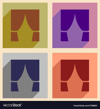 Set of flat web icons with long shadow curtain vector image
