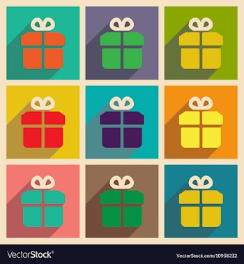 Set of flat web icons with long shadow gift vector image