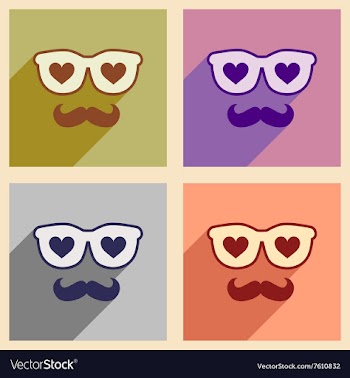 Set of flat web icons with long shadow glasses vector image