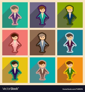 Set of flat web icons with long shadow groom vector image