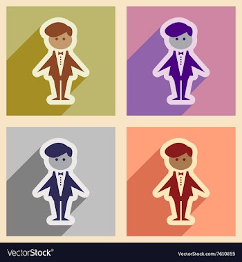 Set of flat web icons with long shadow groom vector image