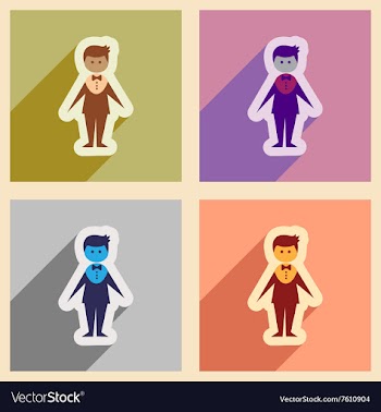 Set of flat web icons with long shadow groom vector image