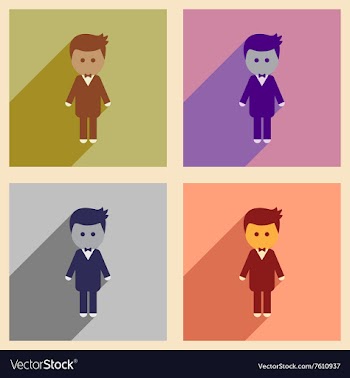 Set of flat web icons with long shadow groom vector image