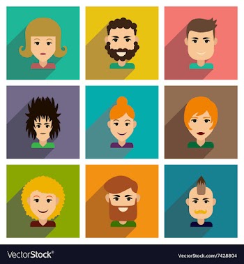 Set of flat web icons with long shadow haircut vector image