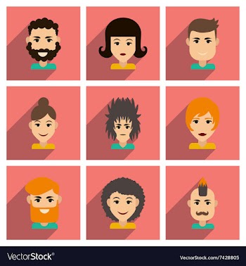 Set of flat web icons with long shadow haircut vector image