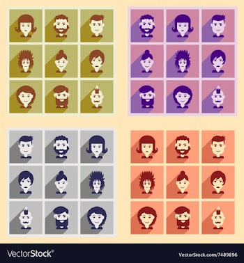 Set of flat web icons with long shadow haircut vector image