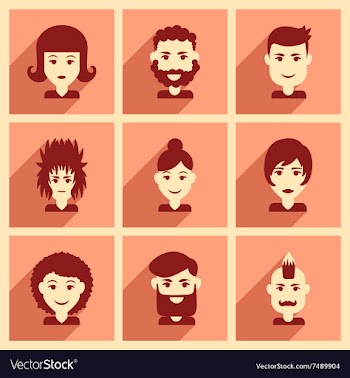 Set of flat web icons with long shadow haircut vector image