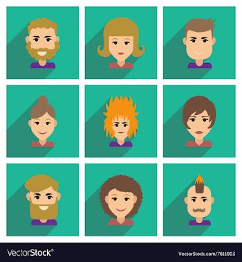 Set of flat web icons with long shadow haircut vector image