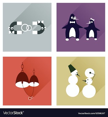 Set of flat web icons with long shadow lovers vector image