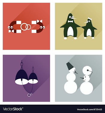 Set of flat web icons with long shadow lovers vector image