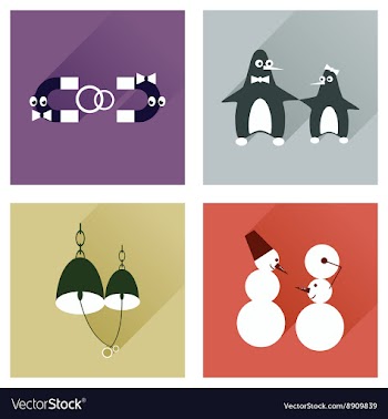 Set of flat web icons with long shadow lovers vector image
