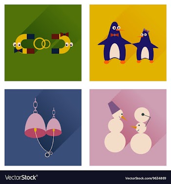 Set of flat web icons with long shadow lovers vector image