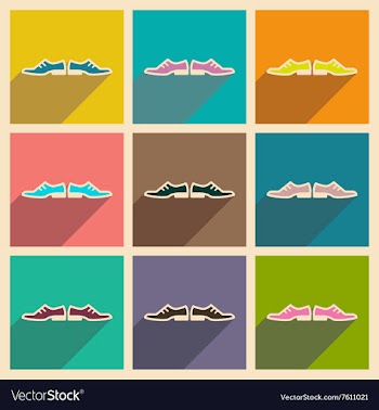 Set of flat web icons with long shadow male shoes vector image