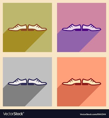 Set of flat web icons with long shadow male shoes vector image