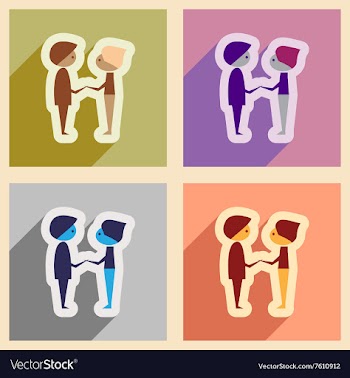 Set of flat web icons with long shadow male vector image