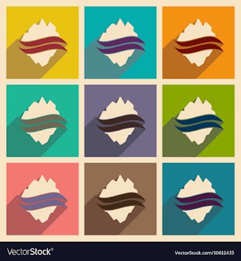 Set of flat web icons with long shadow map Arctic vector image