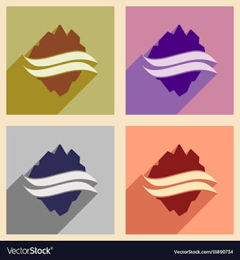 Set of flat web icons with long shadow map Arctic vector image