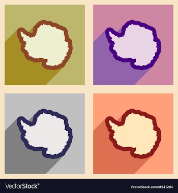 Set of flat web icons with long shadow map Arctic vector image