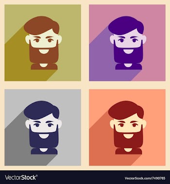 Set of flat web icons with long shadow men haircut vector image