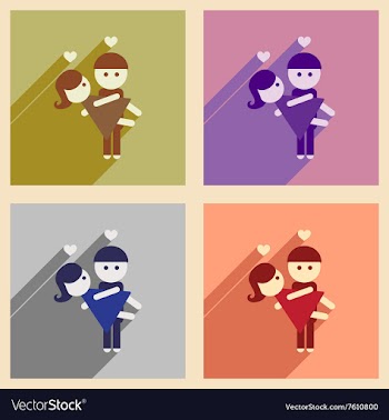 Set of flat web icons with long shadow pair lovers vector image