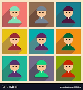 Set of flat web icons with long shadow Priest vector image
