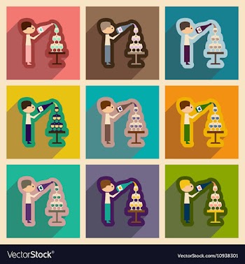 Set of flat web icons with long shadow Pyramid vector image