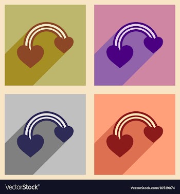 Set of flat web icons with long shadow rainbow vector image