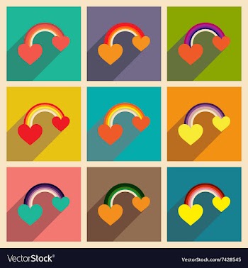 Set of flat web icons with long shadow rainbow vector image