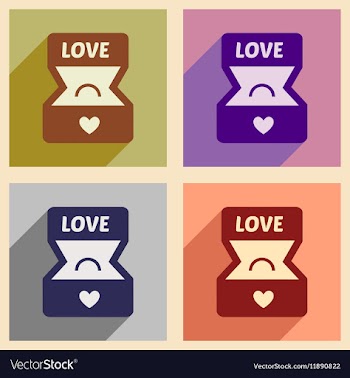 Set of flat web icons with long shadow Ring box vector image