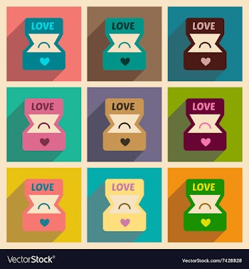 Set of flat web icons with long shadow Ring box vector image