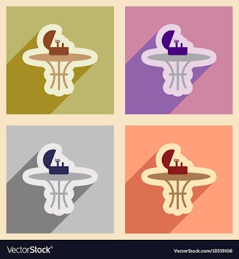 Set of flat web icons with long shadow ring in box vector image