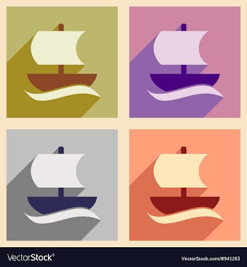 Set of flat web icons with long shadow sailing vector image