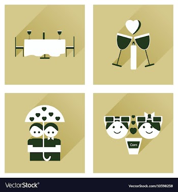 Set of flat web icons with long shadow Valentine s vector image