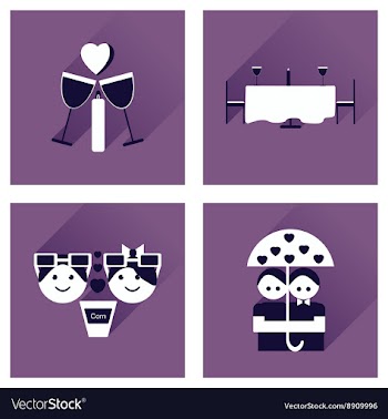 Set of flat web icons with long shadow Valentines vector image