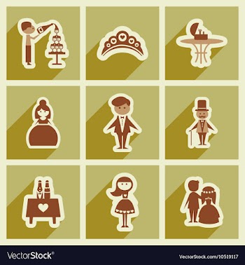 Set of flat web icons with long shadow wedding vector image