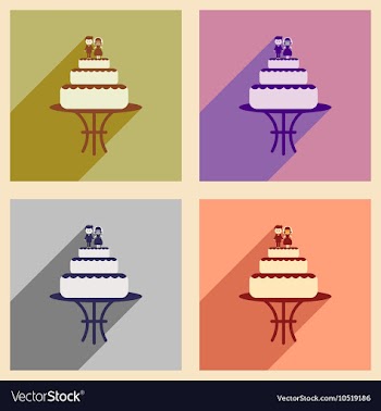 Set of flat web icons with long shadow wedding vector image