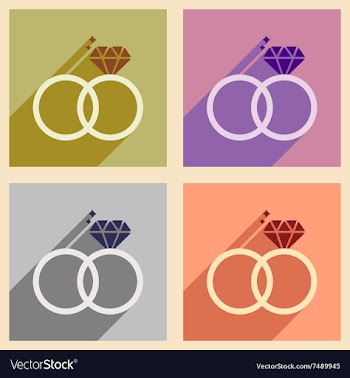 Set of flat web icons with long shadow wedding vector image