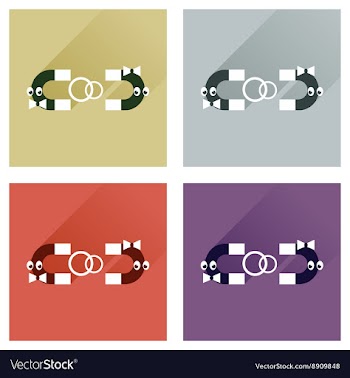 Set of flat web icons with long shadow wedding vector image