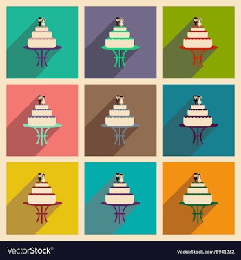 Set of flat web icons with long shadow wedding vector image