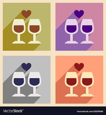 Set of flat web icons with long shadow wine vector image