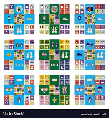 Set of flat web icons with long shadow winter vector image
