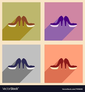 Set of flat web icons with long shadow women shoes vector image